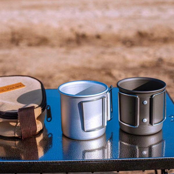 Fällbar liten tekopp för utomhuscamping, bärbar ultralätt aluminium