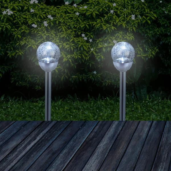 Solcellelamper Utendørs, Sett med 6, Hage LED Kulebelysning, Hvit L