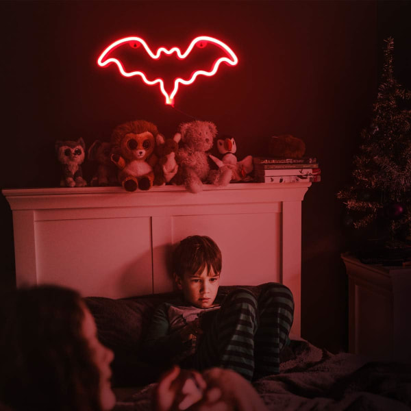 LED Neon Bat Lights Juldekoration, Bat Formad Halloween Ne