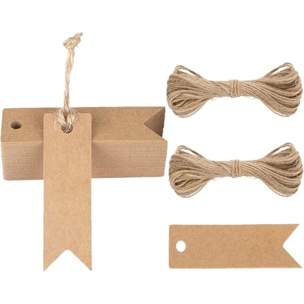 Kraft-laput, lahjalaput, 7x2cm Kraft-laput - Tyhjiä lappuja häihin,