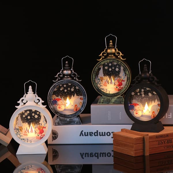 Fem forskellige farver julepynt LED retro lanterner