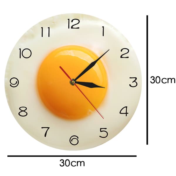 3D Platta Stekt Ägg Pocherat Ägg Väggklocka, Frukosttema Väggklocka