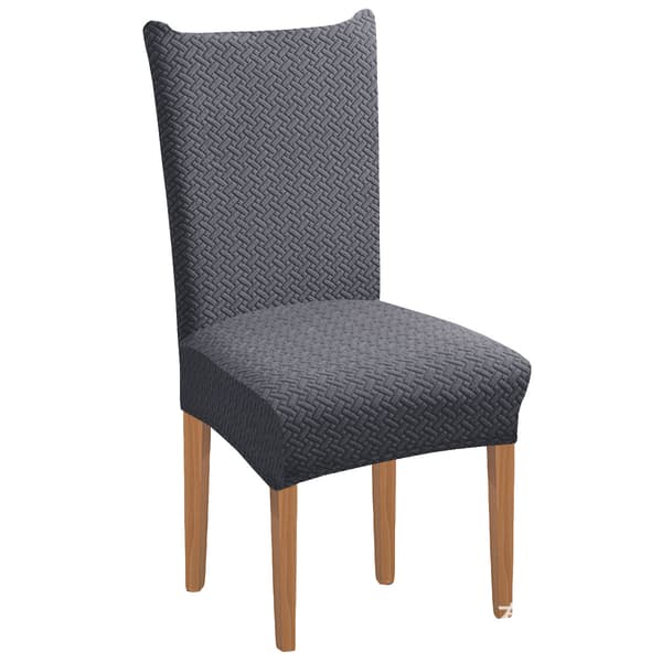 Lång Rutig Jacquard Mid Back Stolöverdrag Enfärgad Stretch H