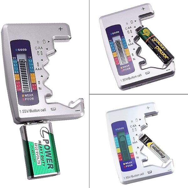 2 stk. Digital Batteritest LCD Display C D N AA AAA 9V 1.5V But