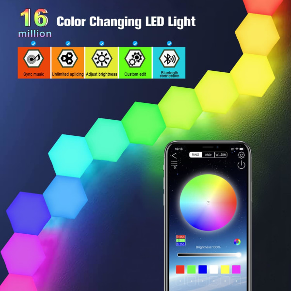 Hexagonlampor, Hexagon Vägglampor, Hexagon LED-lampa med APP C