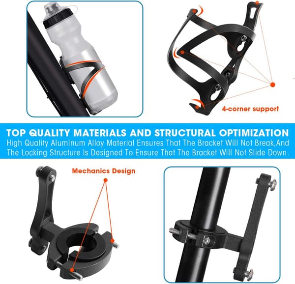 Sykkelkoppholder, Sykkel 2-i-1 Flaskeholder, Aluminium Legering