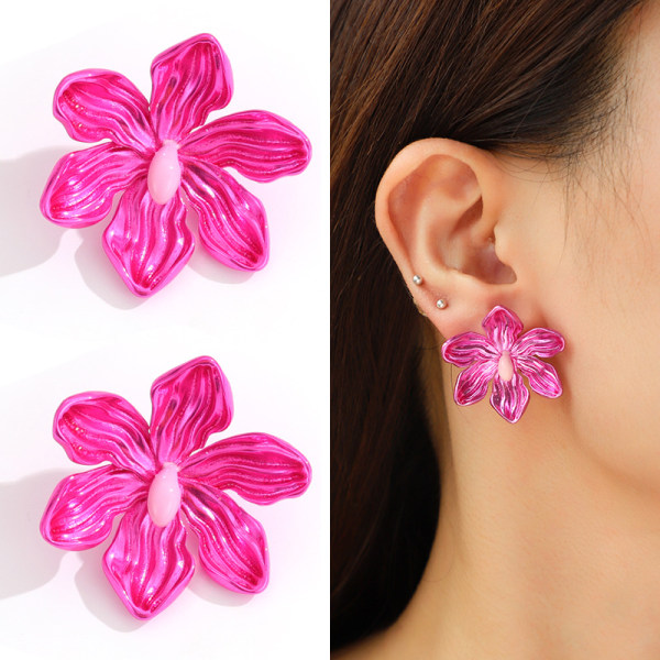 2 par farvet metal blomstersløjfe Barbie pulver øreringe til kvinder
