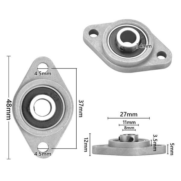 6 stk KFL08 Flenslager 8mm Sinklegering og Stål Puteblokk