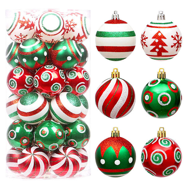 30 stycken fatmålade julgranskulor, 6 cm, plast, förgylld