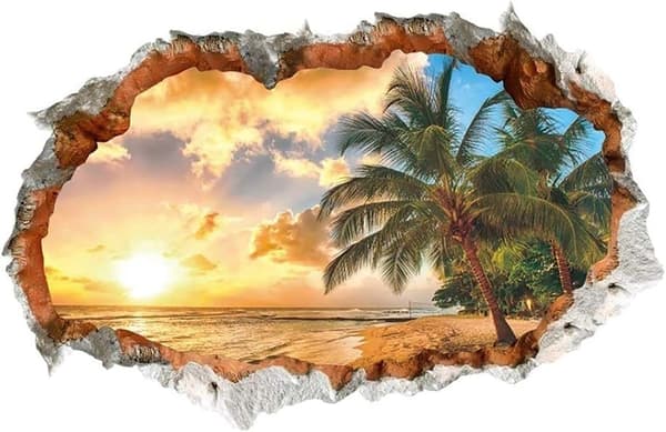 3D-seinätarra AURINGONLASKU (60x90 cm) | Itseliimautuva seinätarra