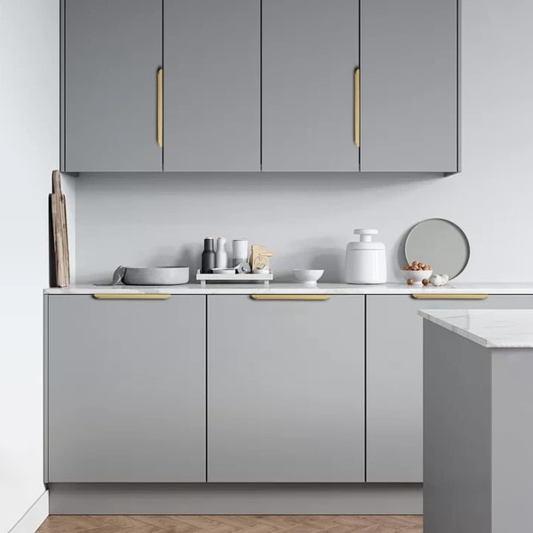 Set med 6 Osynliga Handtag Köksmöbler Handtag Guld Handtag