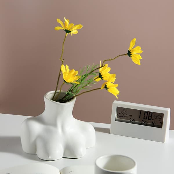 Blomvas, Kroppsformad Blomvas, Svart Blank Keramikvas, Han