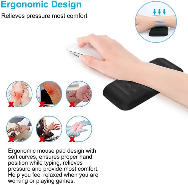 Håndleddstøtte i minneskum, sklisikker ergonomisk musematte