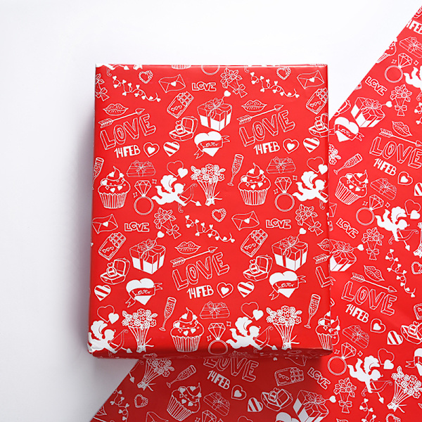 6-pack med 6 mönsterdesign Valentine's Day presentpapper