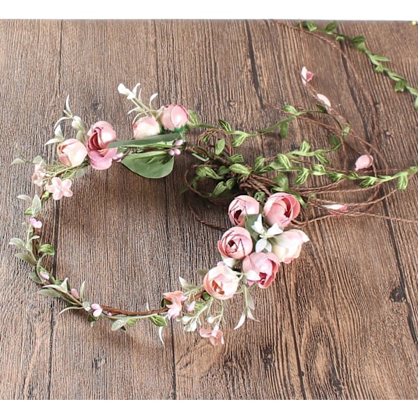 Blomsterkrans for brud - Justerbar høstkrans med blomster til hår
