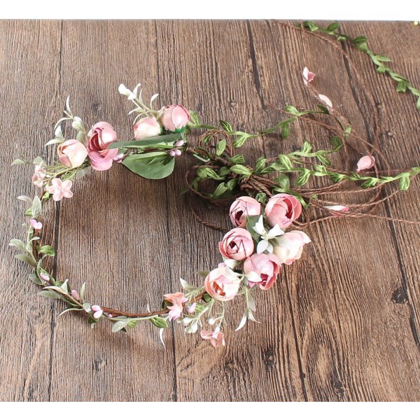 Floral Fall Adjustable Bridal Flower Garland Headband Flower Crown Hair Wreath Halo