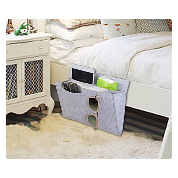 Sengside Felt Opbevaringspose Med Lommer Seng Sofa Skrivebord Hængende Organiser