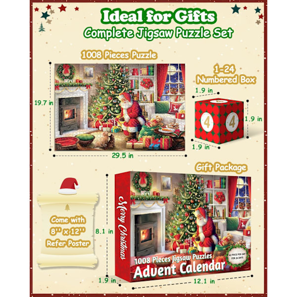 Adventskalender 2023, Julemotiv Puslespil 24 Dage