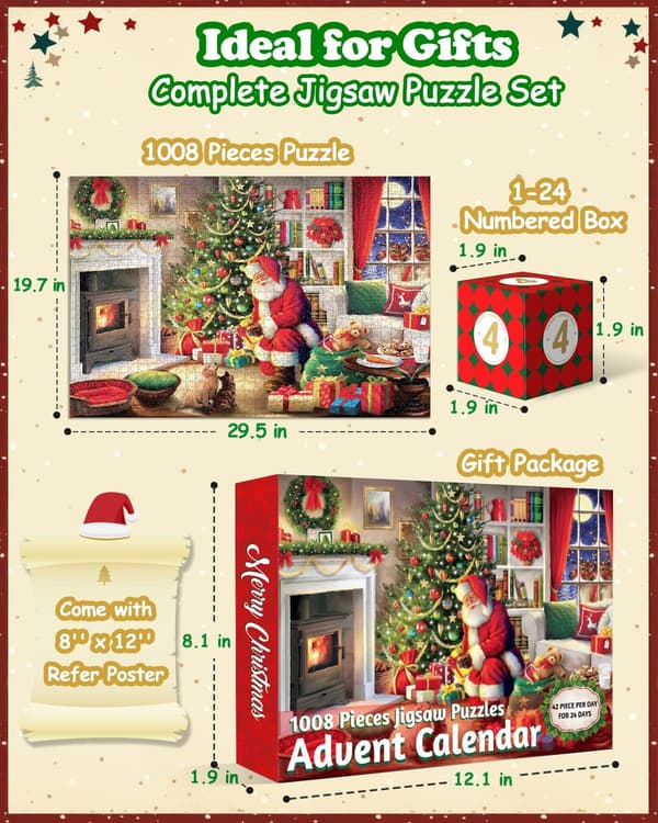 Adventskalender 2023, Julemotiv Puslespill 24 Dager