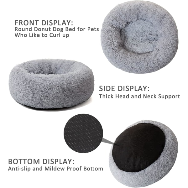Kissankohtaus Donut-pehmuste, 70 cm Harmaa Flurry Lämmittävä Pyöreä Plussipehmuste