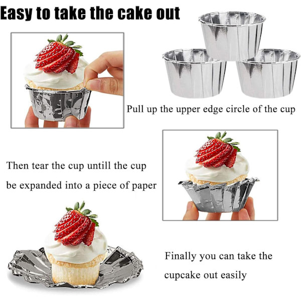 50 stk. Aluminiumfolie Bagekopper, Cupcakeforme, Mini Cupcake