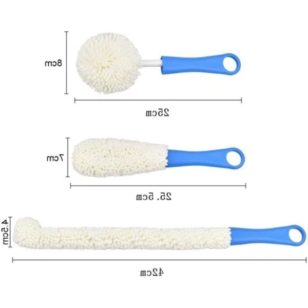 3 stk Vinflaske Rengjøringsbørste og Flaskerensere