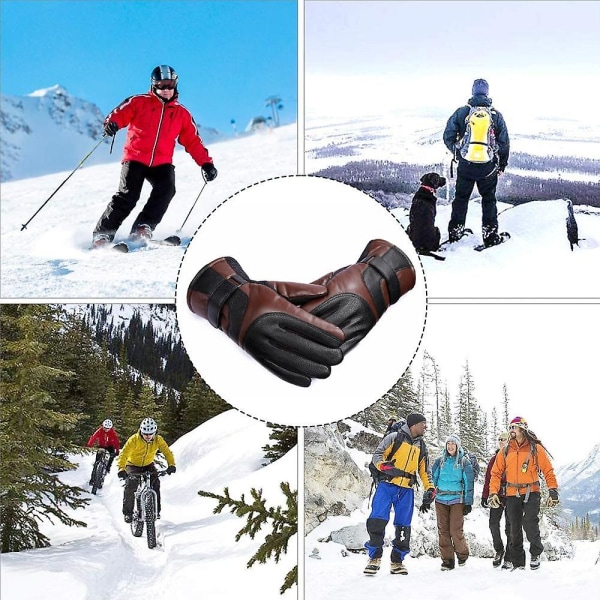 Skidläderhandskar Vinter pekskärm för män plus sammetstjock Dr