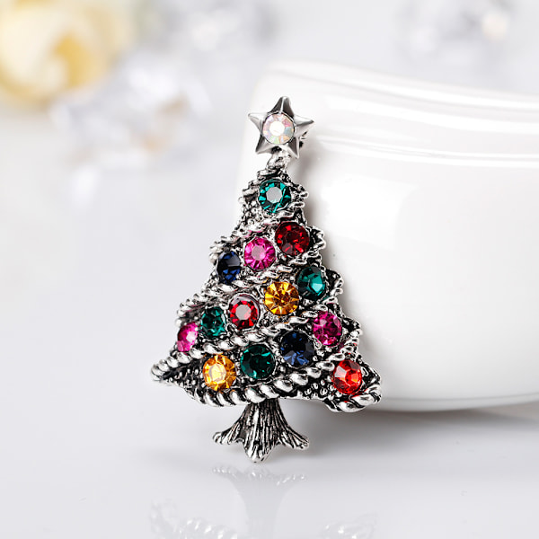 2 stk. Mode Juletræ Brosche, Legering Rhinestone Brosche Tilbehør