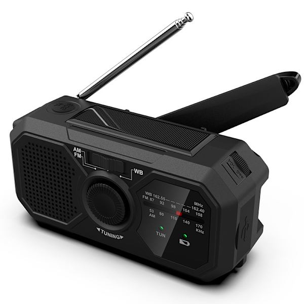 Bärbar radiohandvev AM/FM-radio Dynamo Radio LED-ficklampa