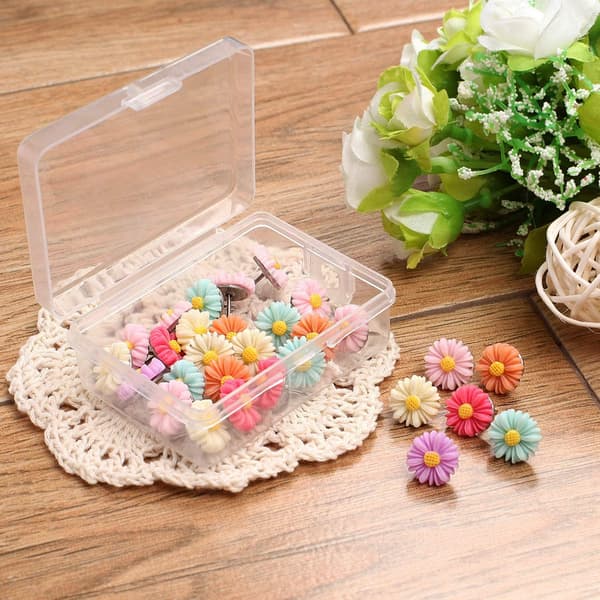 30 stycken blommiga tryckknappar, blommiga tumspikar, dekorativa blommor