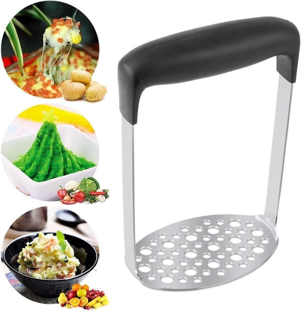 Potatismaskare i Rostfritt Stål, Potatismaskare (Svart 12×7×17cm)