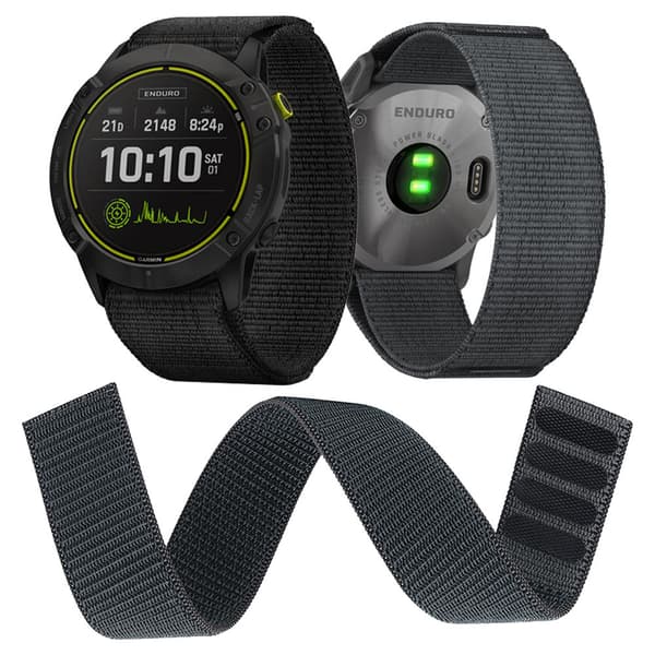 （Sort）26mm Hæklet Nylonrem til -garmin Fenix 6 6x Ur B
