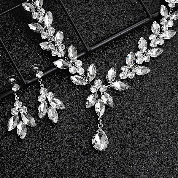 Lyxiga strassberlocker bröllopstillbehör halsband örhängen