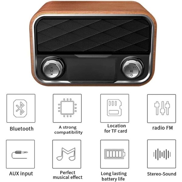 Bluetooth-retroradio AUX/FM-liitännällä, varmuuskopioradio antennilla, Cle