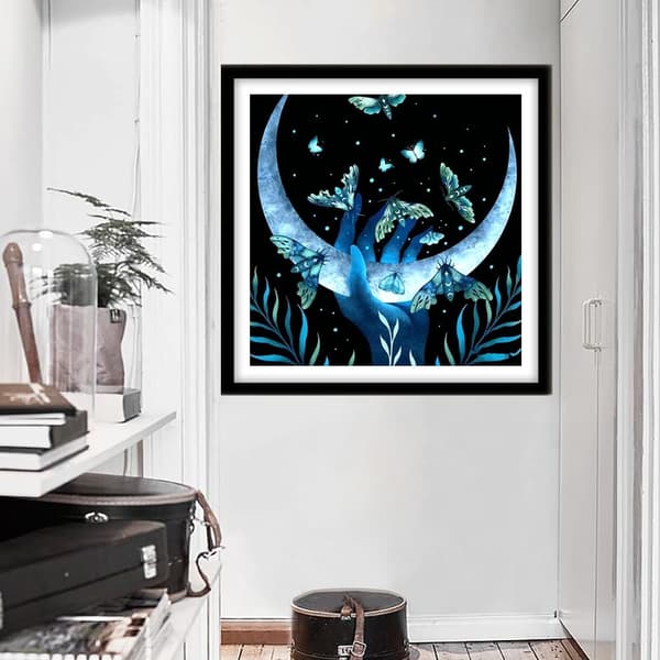 Måne sommerfugl diamantmaleri fuld diamant, diamantkunst og tilbehør