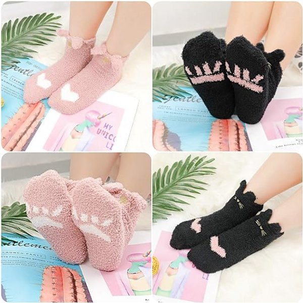 5 Par Strumpor, Fleece Strumpor Damstrumpor Katttofflor Strumpor DXGHC