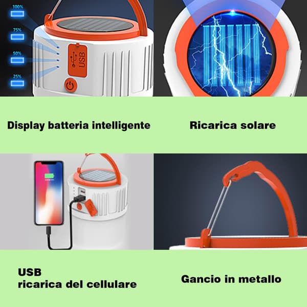 2 Pak Udendørs LED Solcelledrevne Lanterner, USB Kabel Genopladelig, Vand