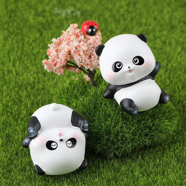 Panda rullande mini ornament harts hantverk söt botemedel tecknad bil d