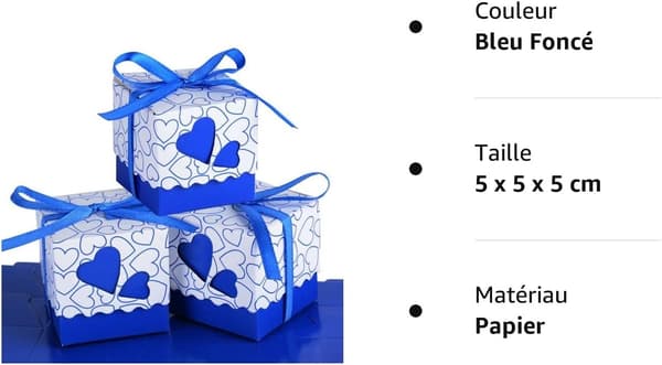 50-pack Pappersfavorlådor med Band Bonbonniere Presentförpackning