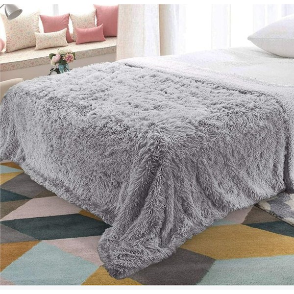 160*200cm Supermyk og varm dobbeltsidig fleece-plysj teppe (