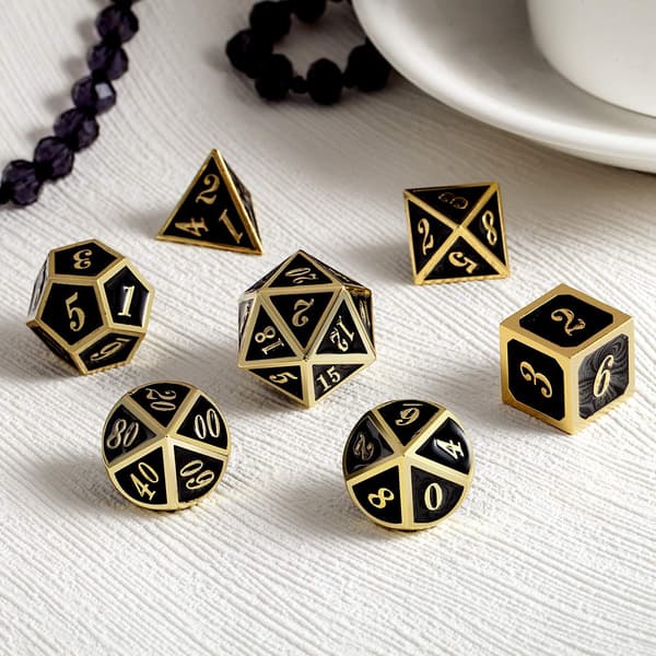 Metalliske Terninger Sett D&D, 7 Terninger Metall Polyhedral Sett med Gaveboks