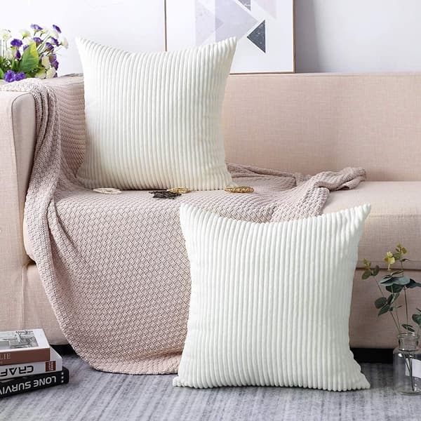 Sæt med 2 Corduroy Pudebetræk Dekorative Pudebetræk Sofa Ca DXGHC