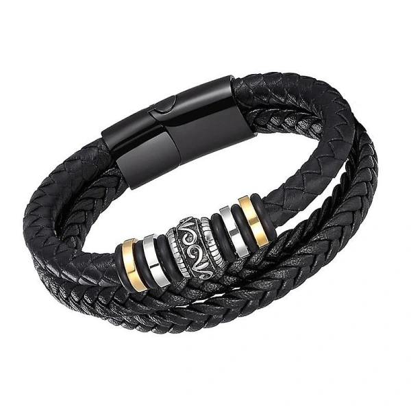 Til min søn, elsker dig for evigt armbånd, flettet læderarmbånd til mænd, personligt graveret armbånd i rustfrit stål (FMY) DXGHC