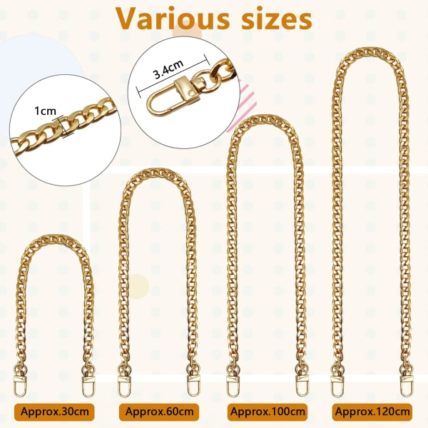 Gull - Veskekjede, 4-delt metall erstatningskjede, veskekjede DXGHC