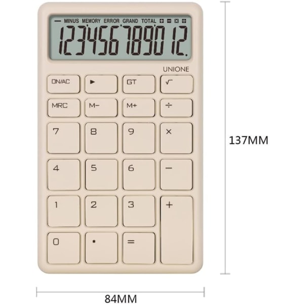 Beige lomme- og skrivebordsregnemaskine med lys LCD-skærm, DXGHC