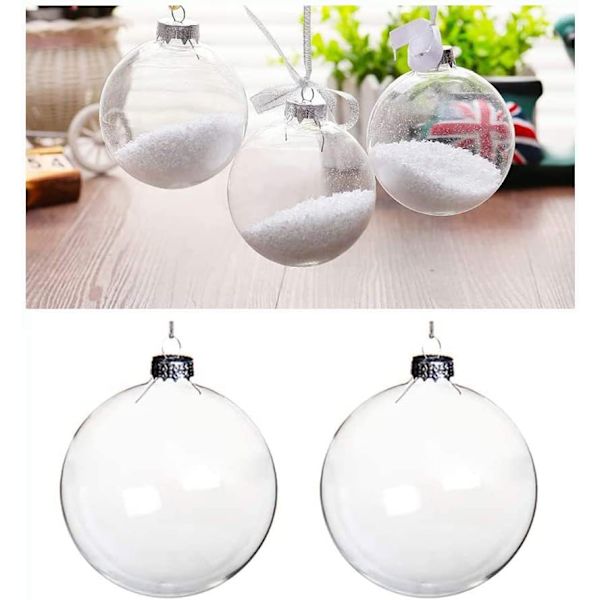 6 st. Plastkulor med diameter 8 cm, Fyllbara, Julgransprydnader DXGHC