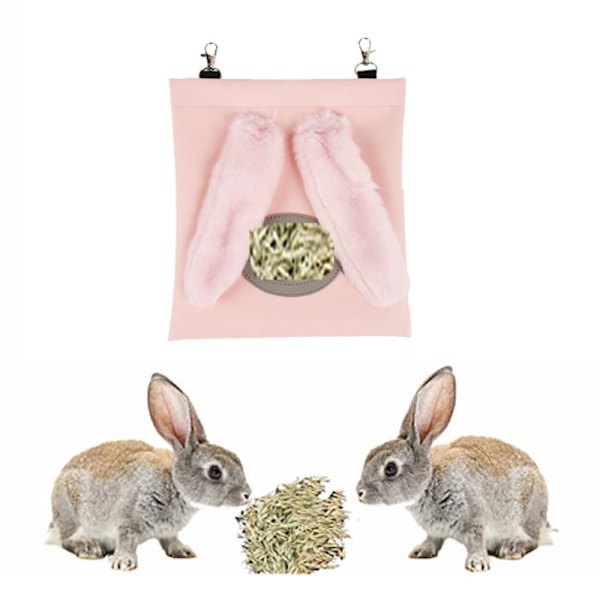 Kaninmatningsväska i konstläder, rosa kaninformad hängande väska för hamstermat,