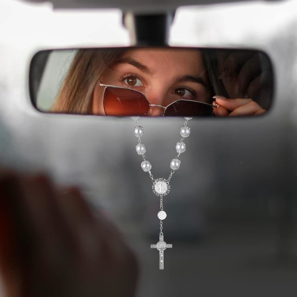 Radband för bil (2 stycken), Radband med backspegel, katolsk välsignelse