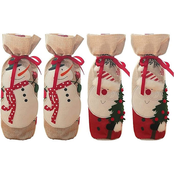 Fire nye julepynt lin embroderede snømann Old M