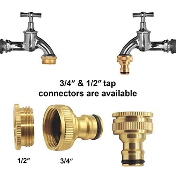 Universal Adapter til Badeværelseshane til Havevandsslanger, 1/2 tommer og 3/4 tommer
